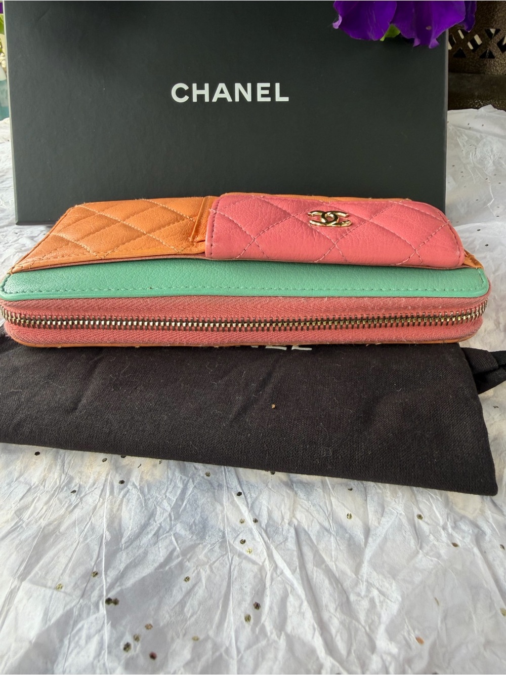 CHANEL Quilted LAMBSKIN TRICOLOR WITH DUSTBAG BOX COA CARD - Picture 12 of 12